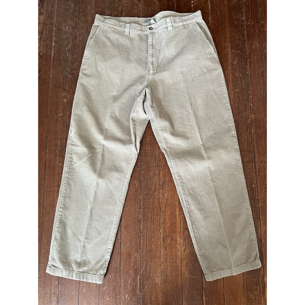 Vintage Men's 100% Cotton Corduroy Flat Front Pants Tan Khaki 40 x 32